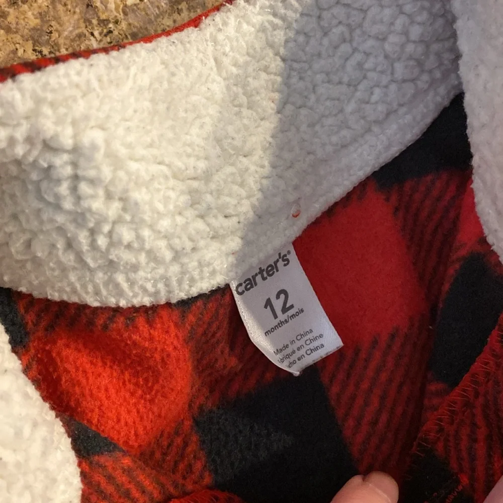 Carter’s Buffalo Plaid Fleece Pullover Top 12 Months